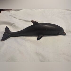 Vintage Noveltex Hand Carved Wooden Dolphin Figurine Coastal Decor
